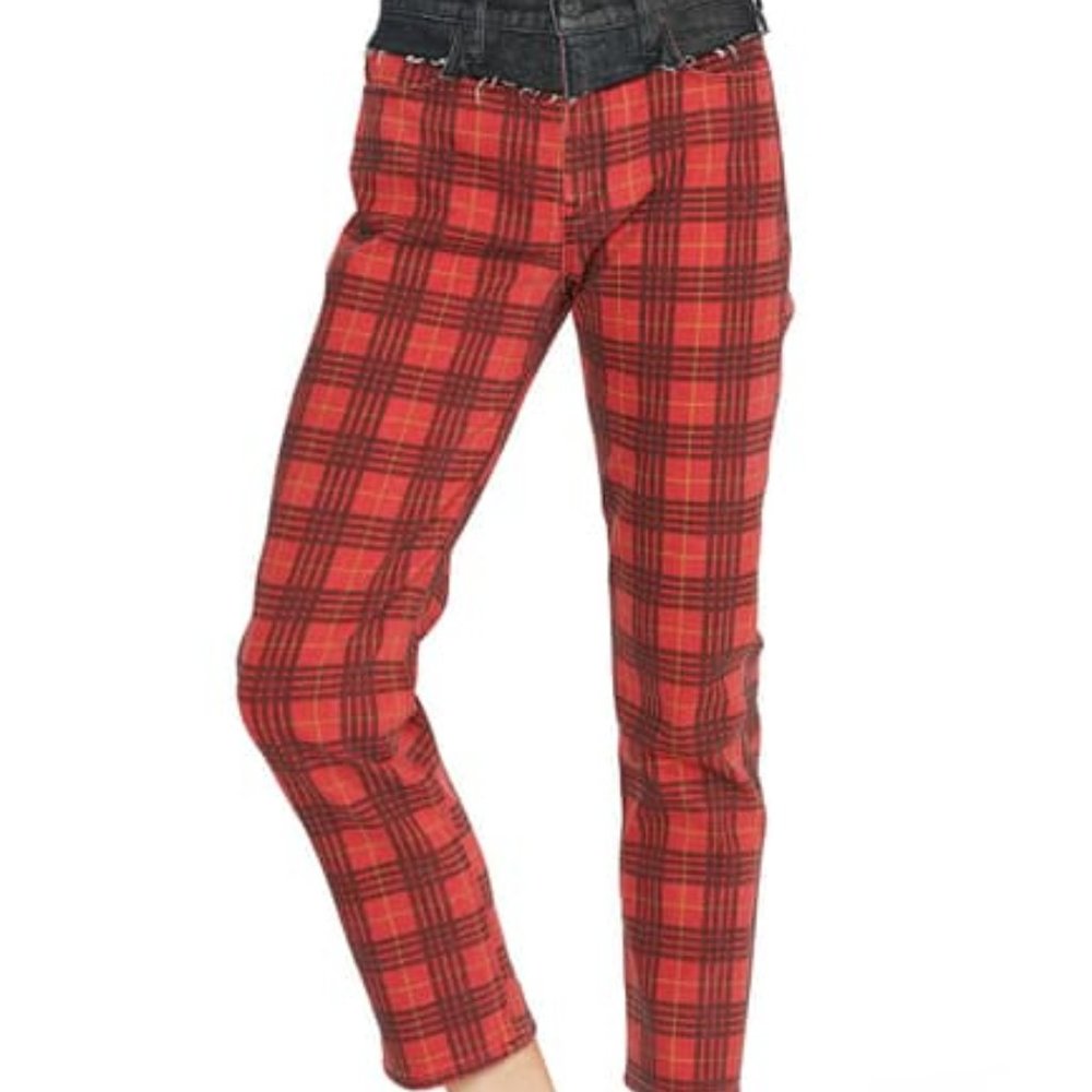 HUDSON Jeans High Waist Plaid Crop Jeans